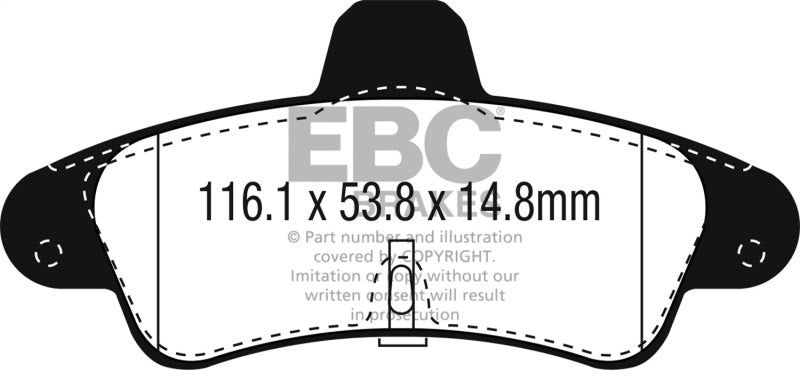 EBC 2001-2003 Mercury Cougar 2.0L Ultimax2 Rear Brake Pads UD899 UD899 Photo - Primary