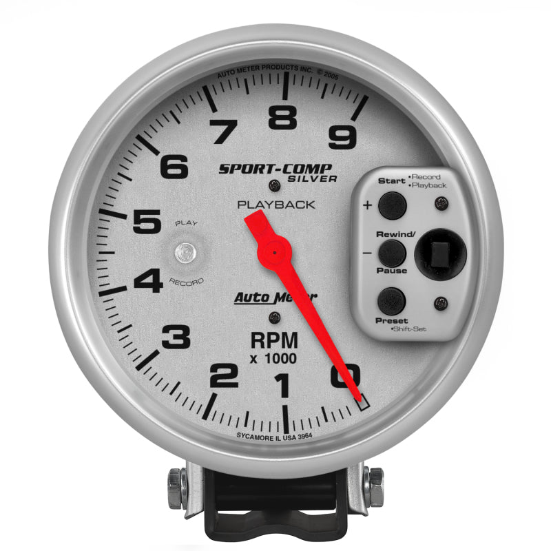 Autometer Tach Slvr 5in 9k Rpm Playback Ultra-Lite 3964 Photo - Primary