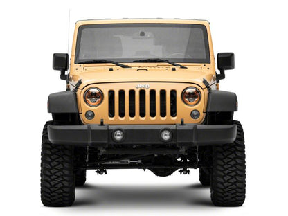Raxiom 07-18 Jeep Wrangler JK 7-In LED Headlights Orange Housing- Clear Lens J154700 J154700 Photo - Close Up