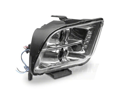 Raxiom 05-09 Ford Mustang Excluding GT500 LED Halo Projector Headlights- Chrome Housing (Clear Lens) 49006 49006 Photo - Close Up
