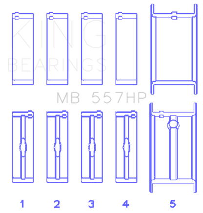 King Engine Bearings King GM 262/267/302/307/327/350 (Size 010) Performance Main Bearing Set MB557HP010X MB557HP010X Photo - Primary