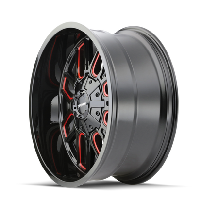 Mayhem 8107 Cogent 20x9 / 6x135 BP / 18mm Offset / 106mm Hub Black w/ Prism Red Wheel 8107-2937BTR18 8107-2937BTR18 Photo - Primary