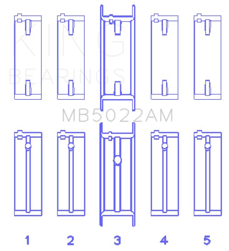 King Engine Bearings Hyundai G4Ed/G4Ae/G4Fk (Size +0.50mm) Main Bearing Set MB5022AM0.5 MB5022AM0.5 Photo - Primary