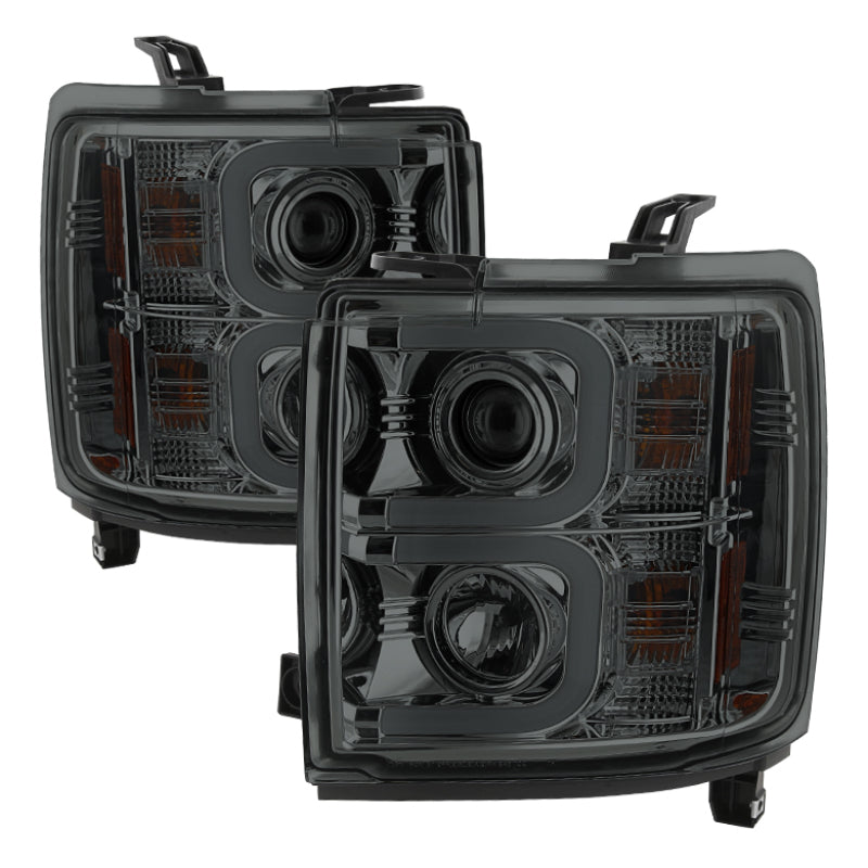 Spyder Chevy Silverado 14-16 2500 HD Projector Headlights Light Bar DRL Smke PRO-YD-CSHD14-LBDRL-SM 5081056 5081056 Photo - Primary