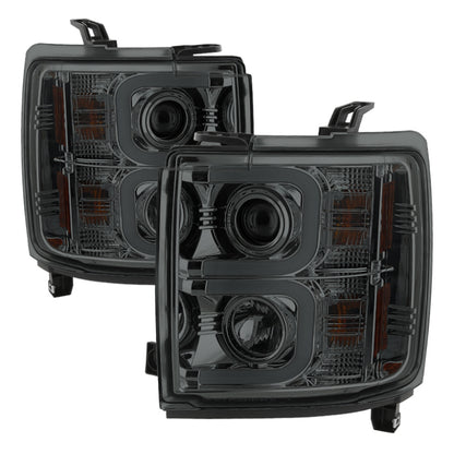 Spyder Chevy Silverado 14-16 2500 HD Projector Headlights Light Bar DRL Smke PRO-YD-CSHD14-LBDRL-SM 5081056 5081056 Photo - Primary