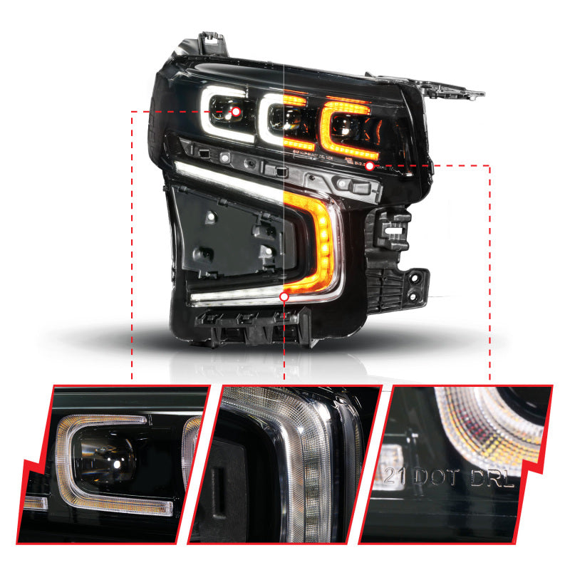 ANZO 21-23 Chevy Tahoe/Suburban LED Light Bar Style Headlights Black w/ Squential DRL (Right Side) 111636X-R 111636X-R User 1