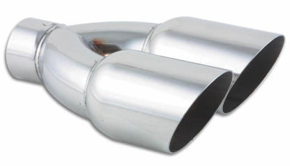 Vibrant Dual 3.5" Round Stainless Steel Tips (Single Wall, Angle Cut) 1333 Photo - Primary