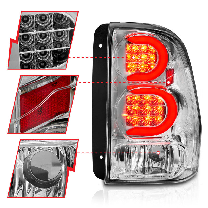 ANZO 2002-2009 Chevrolet Trailblazer LED Tail Lights w/ Light Bar Chrome Housing Clear Lens 311373 311373 User 2