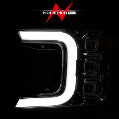 Anzo 18-20 Ford F-150 Full Led Projector Light Bar Style Headlights - Chrome Amber 111521 111521 Photo - Unmounted