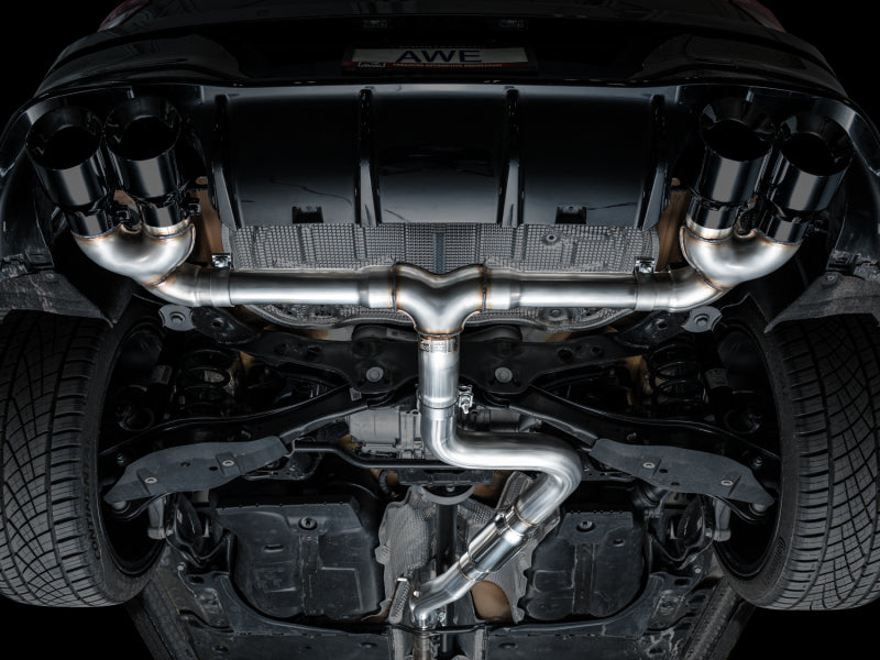AWE Tuning AWE MK8 Volkswagen Golf R 3in Track Edition Quad Exhaust - Diamond Black Tips 3020-43658 3020-43658 Photo - Mounted
