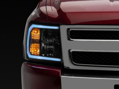 Raxiom 07-13 Chevrolet Silverado 1500 Axial Series Headlights w/ LED Bar- Blk Housing (Clear Lens) S138003 S138003 Photo - Close Up