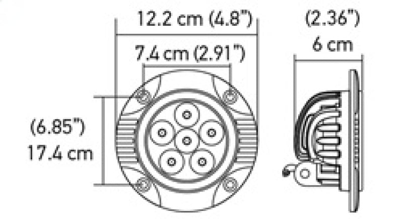 Hella 90mm 6led Flsh Off Rd Spt 357201011 Technical Drawing
