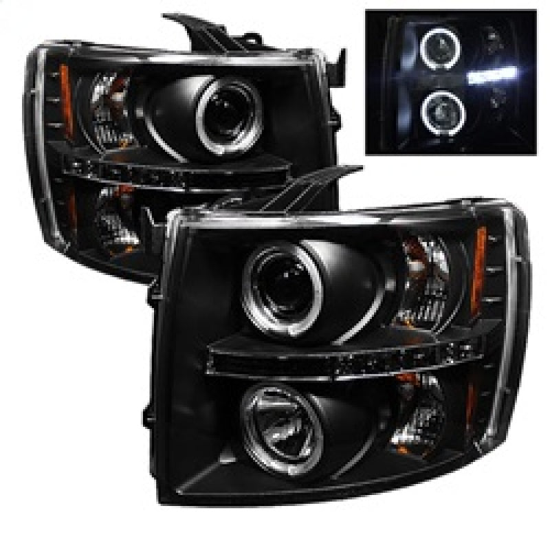 Spyder Chevy Silverado 1500 07-13 Projector Headlights LED Halo LED Blk PRO-YD-CS07-HL-BK 5009494 5009494 Photo - Primary