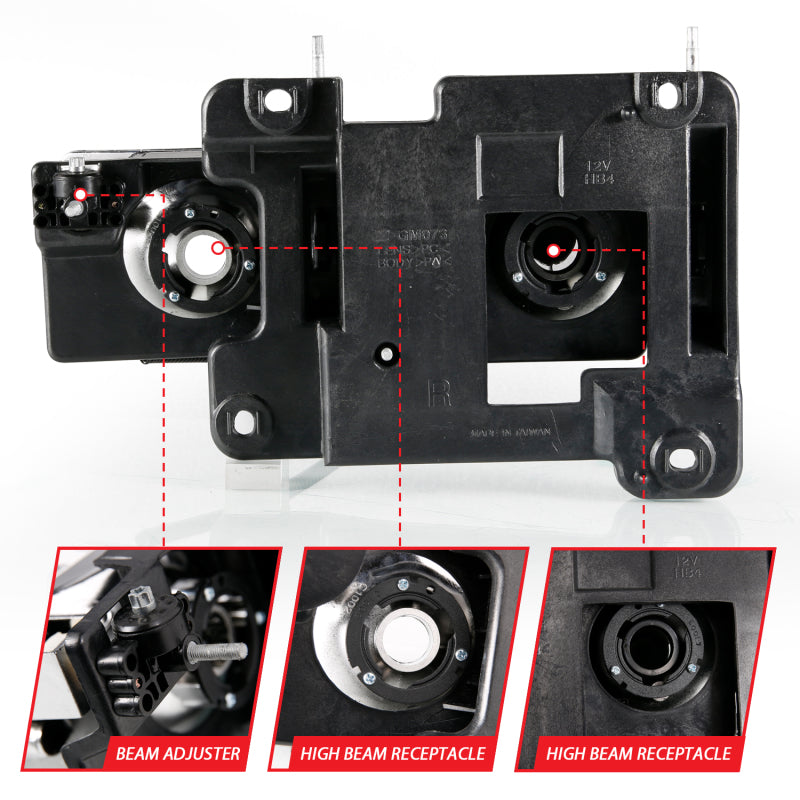 ANZO 1999-2000 Cadillac Escalade Crystal Headlights Light Bar Black Housing (Pair) 111498 111498 Photo - Unmounted