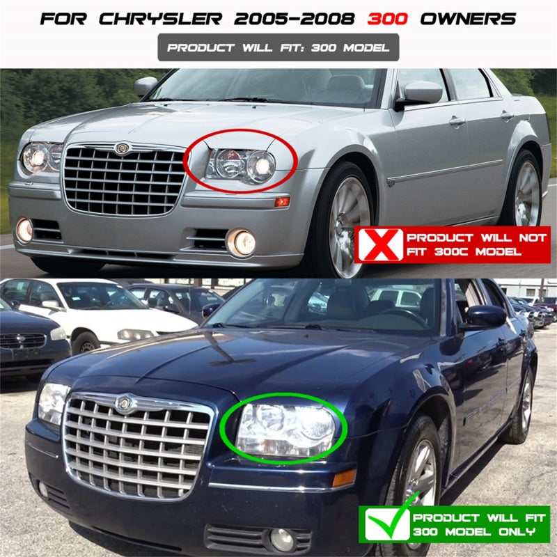 Spyder Chrysler 300 05-08 Projector Headlights LED Halo LED Blk (Not Included) PRO-YD-C305-HL-BK 5009180 5009180 Photo - Mounted