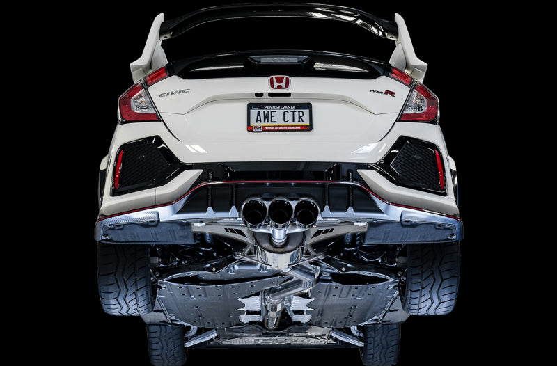 AWE Tuning 2017+ Honda Civic Type R Touring Edition Exhaust w/Front & Mid Pipe - Diamond Blk Tips 3015-43000 3015-43000 Photo - Mounted