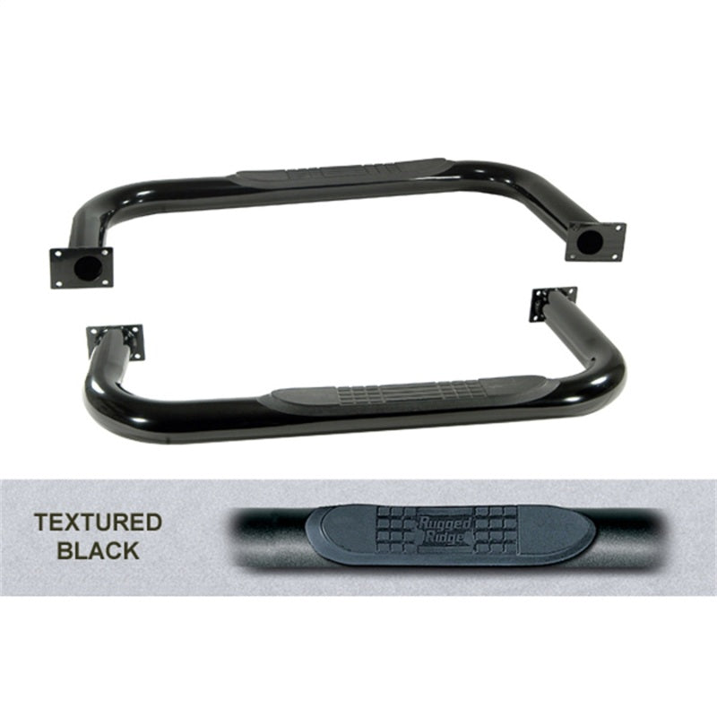 Rugged Ridge Tube Side Step Kit,Round,3 Inch,Black;76-86 Jeep CJ7 11591.02 Photo - Primary