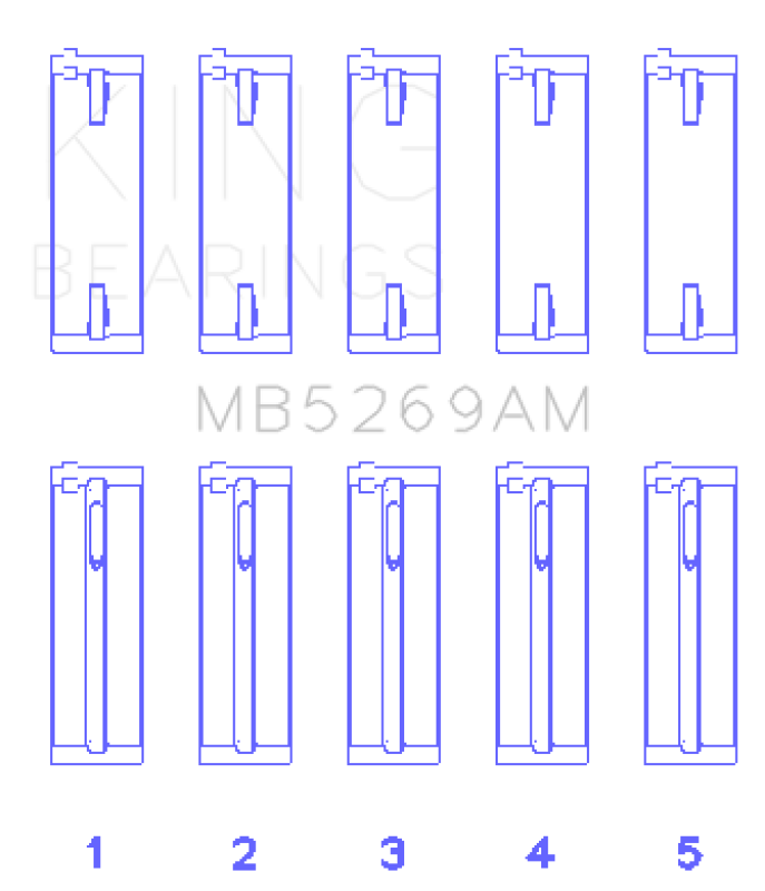 King Engine Bearings VW/Audi Aku/Aqm/Cr/Cy/Jk/Jr/Ky/Ra (Size +0.25mm) Main Bearing Set MB5269AM0.25 MB5269AM0.25 Photo - Primary