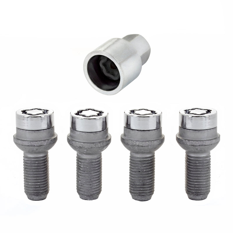 McGard Wheel Lock Bolt Set - 4pk. (Radius Seat) M14X1.5 / 17mm Hex / 27.0mm Shank Length - Chrome 28174 28174 Photo - out of package