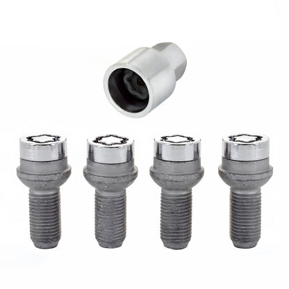 McGard Wheel Lock Bolt Set - 4pk. (Radius Seat) M14X1.5 / 17mm Hex / 27.0mm Shank Length - Chrome 28174 28174 Photo - out of package