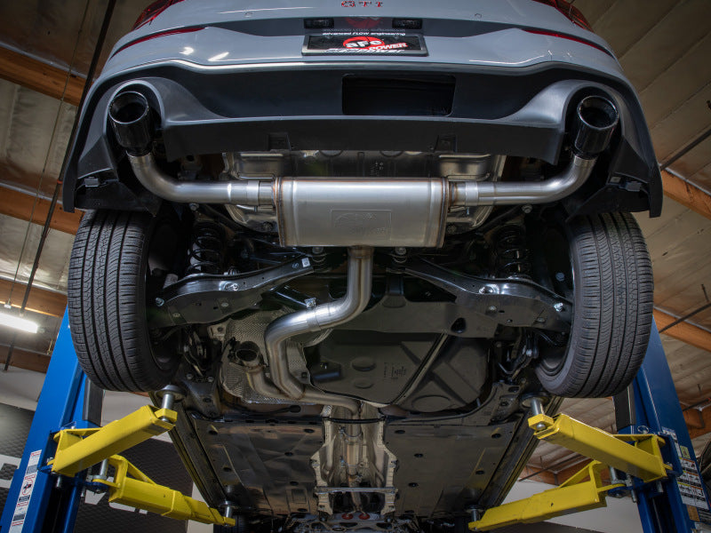 aFe Gemini XV 3in to 2 1/2in 304 SS Cat-Back Exhaust 22-23 Volkswagen GTI (MK8) 2.0L w/ Black Tips 49-36451-B 49-36451-B Photo - Mounted