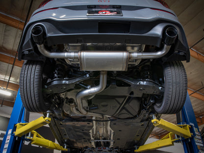 aFe Gemini XV 3in to 2 1/2in 304 SS Cat-Back Exhaust 22-23 Volkswagen GTI (MK8) 2.0L w/ Black Tips 49-36451-B 49-36451-B Photo - Mounted