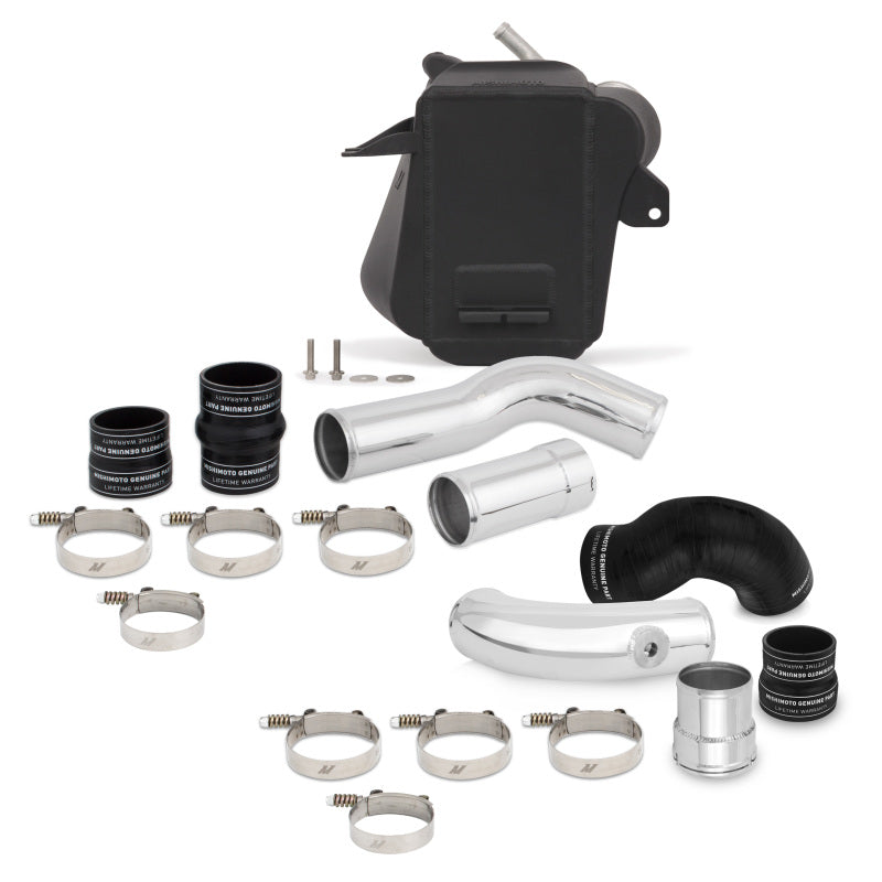 Mishimoto 11-16 Ford 6.7L Powerstroke Air-To-Water Intercooler Kit - Wrinkle Black w/ Polished Pipes MMINT-F2D-11KBKP MMINT-F2D-11KBKP Photo - Primary