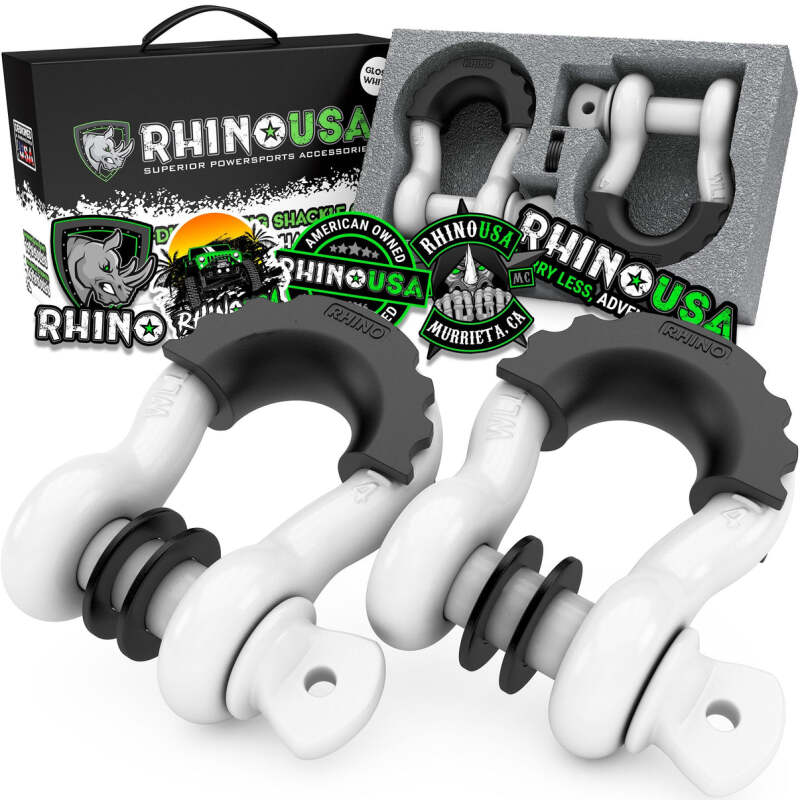 Rhino USA 3/4In D-Ring Shackle Set (2-Pack)(White) RNO-WHT-SHACKLES RNO-WHT-SHACKLES Photo - Primary