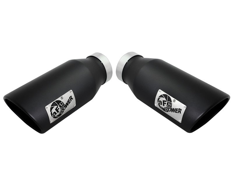 aFe Large Bore-HD 4in 409 Stainless Steel DPF-Back Exhaust w/Black Tip 15-16 Ford Diesel V8 Trucks 49-43122-B 49-43122-B Photo - Close Up