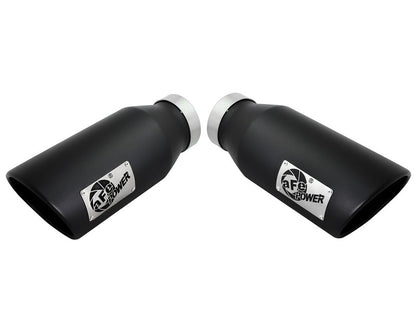 aFe Large Bore-HD 4in 409 Stainless Steel DPF-Back Exhaust w/Black Tip 15-16 Ford Diesel V8 Trucks 49-43122-B 49-43122-B Photo - Close Up