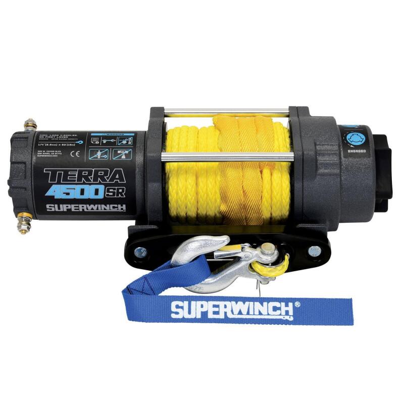 Superwinch 4500 LBS 12V DC 1/4in x 50ft Synthetic Rope Terra 4500SR Winch - Gray Wrinkle 1145270 1145270 Photo - Primary