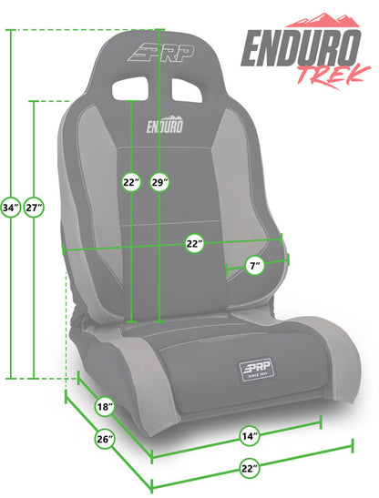PRP Seats PRP Jeep Wrangler Enduro Elite Reclining Seat - Grey A89010-C38-54 A89010-C38-54 Photo - Close Up