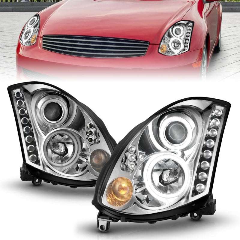 Anzo 2003-2007 Infiniti G35 Projector Headlights w/ Halo Chrome (CCFL) 121364 Photo - Primary