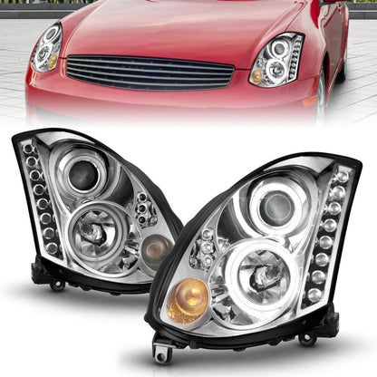 Anzo 2003-2007 Infiniti G35 Projector Headlights w/ Halo Chrome (CCFL) 121364 Photo - Primary