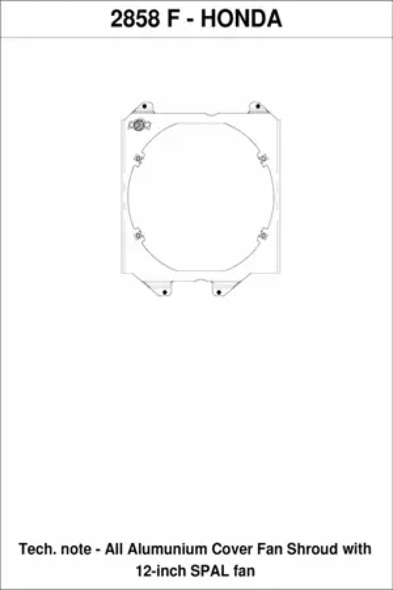 CSF 92-00 Civic All-Aluminum Fan Shroud w/ 12-inch SPAL 2858F Technical Drawing