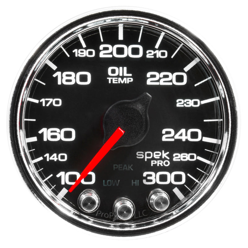 Autometer Spek-Pro Gauge Oil Temp 2 1/16in 300f Stepper Motor W/Peak & Warn Blk/Chrm P32231 P32231 User 1