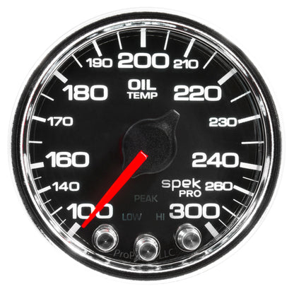 Autometer Spek-Pro Gauge Oil Temp 2 1/16in 300f Stepper Motor W/Peak & Warn Blk/Chrm P32231 P32231 User 1