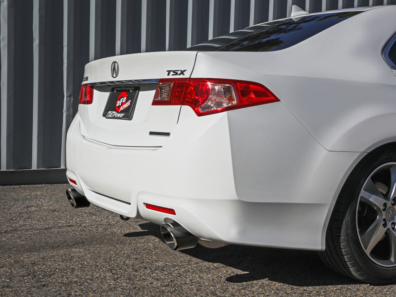 aFe 09-14 Acura TSX L4 2.4L Takeda 2-1/2in to 2-1/4in 304 SS Cat-Back Exhaust System w/ CF Tips 49-36629-C 49-36629-C Photo - Mounted