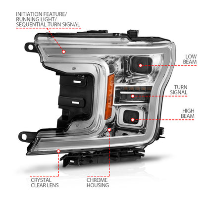 ANZO 18-20 Ford F-150 (w/o Fctry LED) Full LED Proj Headlights w/Light Bar Swtchbk Seq. Chrome w/Int 111571 111571 User 3