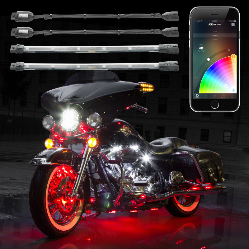XKGLOW XK Glow Strip Million Color XKCHROME Smartphone App ATV/Motorcycle LED Light Kit 6xPod + 2x10In KS-Moto-Mini KS-Moto-Mini User 1