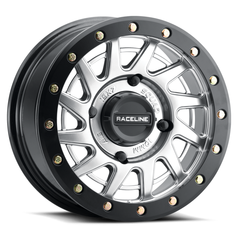Raceline A12SB Squad 15x7in/4x137 BP/10mm Offset/110.18mm Bore - Silver & Black Ring Beadlock Wheel A12SB-57037+10 A12SB-57037+10 Photo - Primary