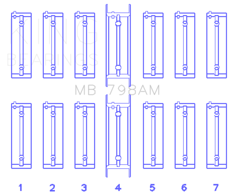 King Engine Bearings King BMW M20B20-23-25-27 / M50B25 / M52B20-25-28 (Size STD) Main Bearing Set MB798AM MB798AM Photo - Primary