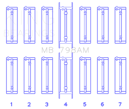 King Engine Bearings King BMW M20B20-23-25-27 / M50B25 / M52B20-25-28 (Size STD) Main Bearing Set MB798AM MB798AM Photo - Primary