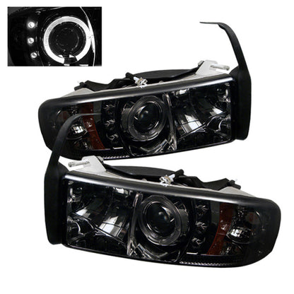 Spyder Dodge Ram 1500 94-01 94-02 Projector Headlights LED Halo LED Smke PRO-YD-DR94-HL-AM-SMC 5010100 5010100 Photo - Primary