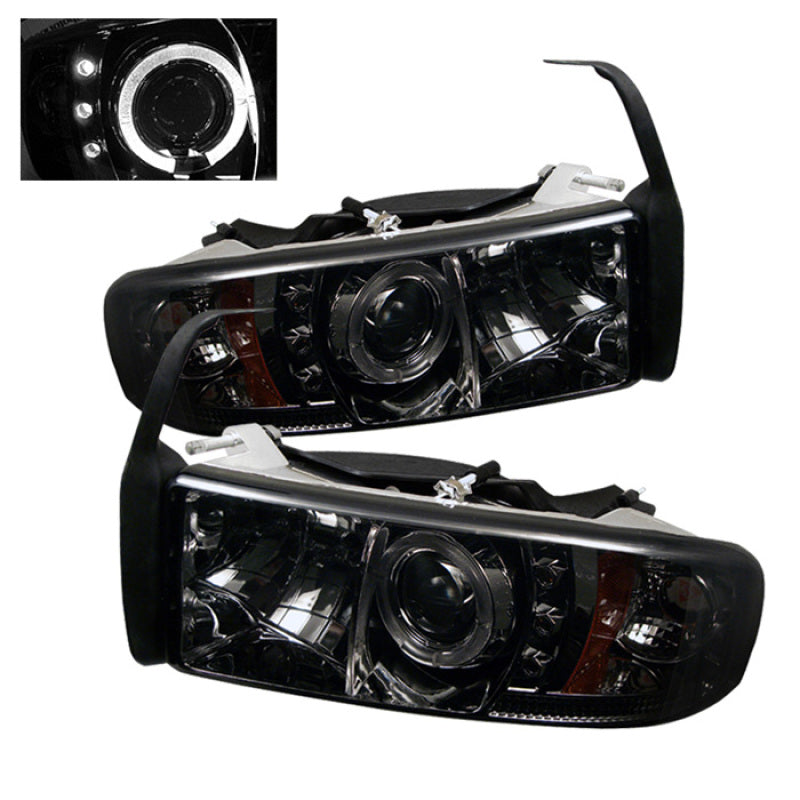 Spyder Dodge Ram 1500 94-01 94-02 Projector Headlights LED Halo LED Smke PRO-YD-DR94-HL-AM-SMC 5010100 5010100 Photo - Primary