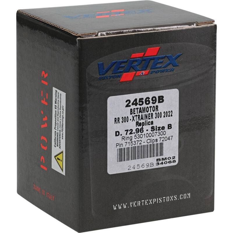 Vertex Pistons Vertex Piston 22-24 Beta RR 2T 300 300cc Cast Replica Piston Kit 24569B 24569B Photo - Primary