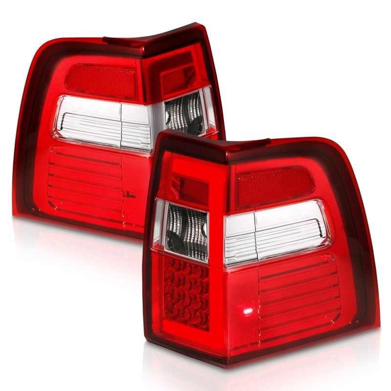 ANZO 07-17 For Expedition LED Taillights w/ Light Bar Chrome Housing Red/Clear Lens 311410 311410 Photo - Unmounted