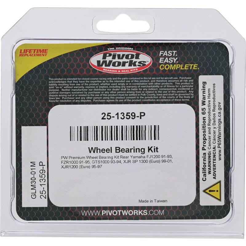 Pivot Works Yamaha Wheel Bearing Kit Premium Bearings 25-1359-P 25-1359-P Photo - Primary