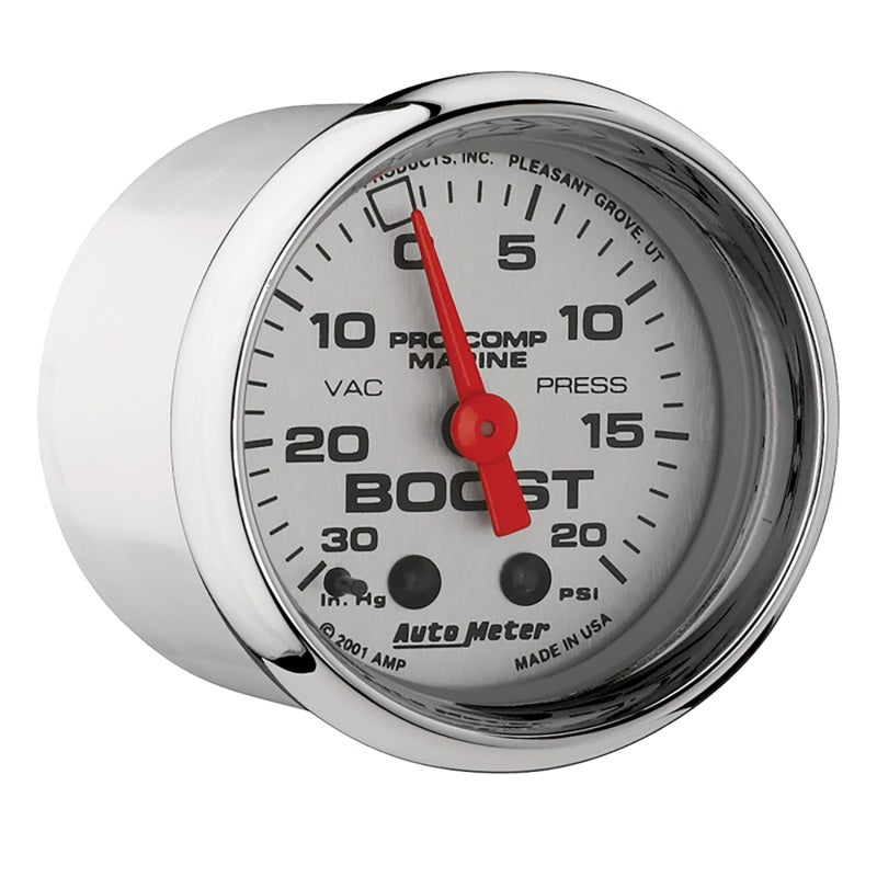 Autometer Marine Chrome Ultra-Lite 2-1/16in 0-30 HG / 0-20 PSI Vacuum / Boost Gauge 200774-35 200774-35 User 3