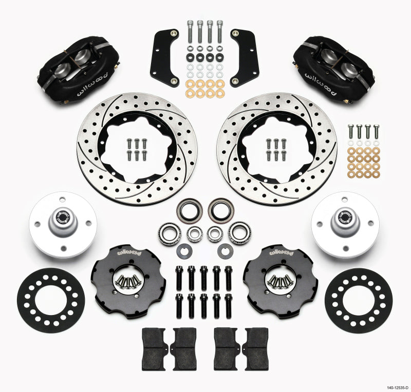 Wilwood Forged Dynalite Front Kit 10.75in Drilled Red 64-65 Mustang 6 Cylinder 4-lug 140-12535-D 140-12535-D Photo - Primary